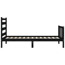 Berkfield Bed Frame With Headboard Black Small Single Solid Wood - thumbnail 7