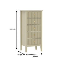 Melody Maison 6 Drawer Chest Of Drawers, Tall 5 Drawer Bedside Table And Pair Of 3 Drawer Bedside Tables - Hales Taupe Range - thumbnail 8