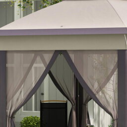 Outsunny 3X4M Hexagon Gazebo W/ Mesh Curtains Outdoor Garden, Beige - thumbnail 9