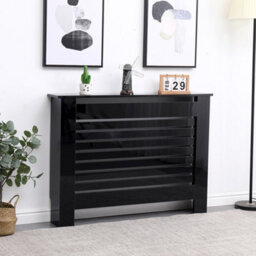Furniturehmd Modern Radiator Cover High Gloss Black Decorative Cabinet For Living Room, Bedroom,horizontal Slats,medium - thumbnail 2