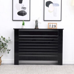 Furniturehmd Modern Radiator Cover High Gloss Black Decorative Cabinet For Living Room, Bedroom,horizontal Slats,medium