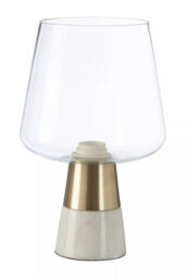 Orsina Glass Table Lamp With Marble Base, Brass Finish Decorative Desk Light,  Luxe Table Light For Living Room