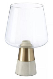 Orsina Glass Table Lamp With Marble Base, Brass Finish Decorative Desk Light,  Luxe Table Light For Living Room - thumbnail 2