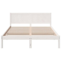 Berkfield Modern White Wood Bed Frame White Wood 160 X 200 Cm Durable - thumbnail 5