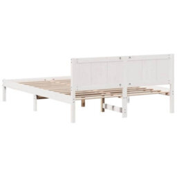 Berkfield Modern White Wood Bed Frame White Wood 160 X 200 Cm Durable - thumbnail 7