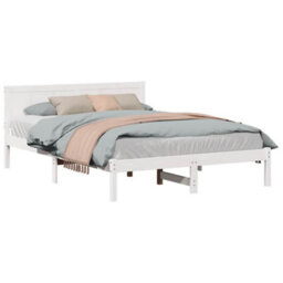 Berkfield Modern White Wood Bed Frame White Wood 160 X 200 Cm Durable - thumbnail 3
