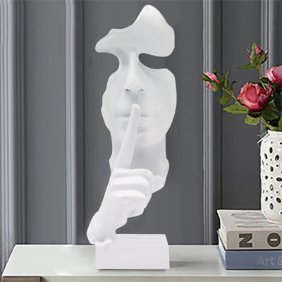 Huhote White Resin Abstract Thinker Ponder Sculpture Statue Modern For Home Office Art Sculpture Table Ornament Home Decor - image 1