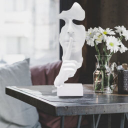 Huhote White Resin Abstract Thinker Ponder Sculpture Statue Modern For Home Office Art Sculpture Table Ornament Home Decor - thumbnail 8