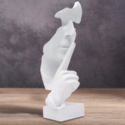 Huhote White Resin Abstract Thinker Ponder Sculpture Statue Modern For Home Office Art Sculpture Table Ornament Home Decor - thumbnail 2