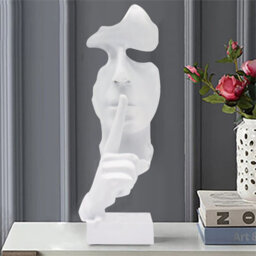 Huhote White Resin Abstract Thinker Ponder Sculpture Statue Modern For Home Office Art Sculpture Table Ornament Home Decor