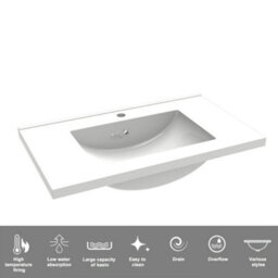 Sline 790mm Wall Mounted Anthracite Bathroom Vanity Unit With Ceramic Basin,2 Soft Close Drawers For Storage,flat Packed - thumbnail 3