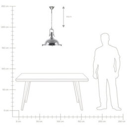 Beliani Industrial Pendant Lamp Silver Chromed Metal Bowl Shade 38Cm X 94Cm - thumbnail 8