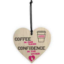 Red Ocean Coffee And Confidence Motivational Real Wood Shabby Chic Heart - thumbnail 5