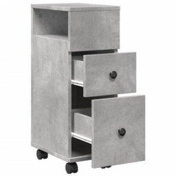 Berkfield Narrow Bathroom Cabinet With Wheels Concrete Grey Engineered Wood - thumbnail 7