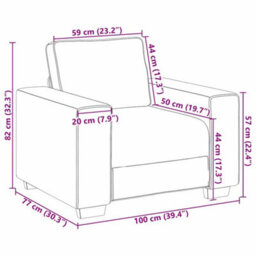 Vidaxl Sofa With Cushion Dark Grey 100 X 77 X 82 Cm Fabric - thumbnail 3