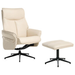 Beliani Recliner Chair Erato Faux Leather Light Beige - thumbnail 1