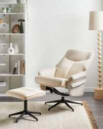 Beliani Recliner Chair Erato Faux Leather Light Beige - thumbnail 2