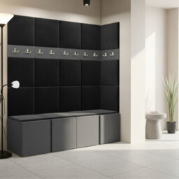 Anteroom Set Orion Ii Graphite Shoe Cabinet Hangers Black Panels - thumbnail 1