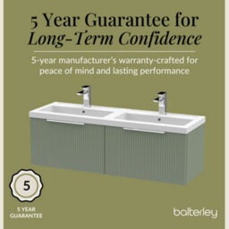 Balterley Fluted Wall Hung 2 Drawer Vanity Basin Unit With Double Polymarble Basin 1200mm - Satin Green - thumbnail 6