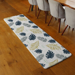 Benjamin Tate Design Gold Glitter & Navy Leaves Runner Special Soft Home Rug - thumbnail 2