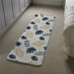 Benjamin Tate Design Gold Glitter & Navy Leaves Runner Special Soft Home Rug - thumbnail 4