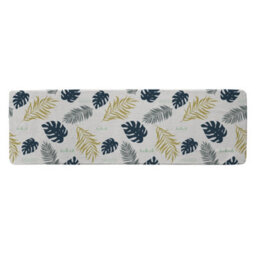 Benjamin Tate Design Gold Glitter & Navy Leaves Runner Special Soft Home Rug
