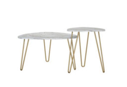 Novogratz Athena Nesting Tables In White Faux Marble / Golden Legs - thumbnail 4