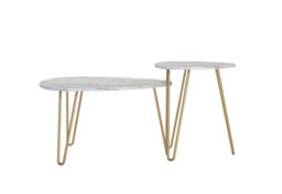 Novogratz Athena Nesting Tables In White Faux Marble / Golden Legs - thumbnail 3