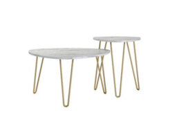 Novogratz Athena Nesting Tables In White Faux Marble / Golden Legs - thumbnail 2