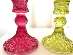 My Square Mile Glass Candlestick Holders Coloured Jewel Church Candle Table Decor, Set Of 4 (Colours) - thumbnail 4