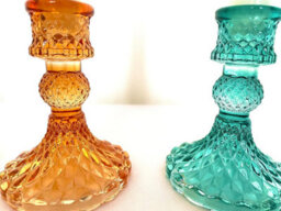 My Square Mile Glass Candlestick Holders Coloured Jewel Church Candle Table Decor, Set Of 4 (Colours) - thumbnail 3