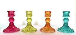 My Square Mile Glass Candlestick Holders Coloured Jewel Church Candle Table Decor, Set Of 4 (Colours) - thumbnail 2