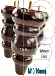 L&F Solid Wood Turned Furniture Feet 150mm High Mahogany Replacement Legs Set Of 4  M10 Pkc220