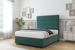 "Sloomy Monaco Emerald Plush Divan Bed 2 Drawers Left Side-26"" Strutted Headboard & 12"" Footboard 3' Single" - thumbnail 3