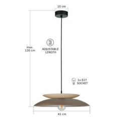Luminosa Lighting Luminosa Ferro Dome Pendant Ceiling Light Brown, Beige 1X E27 - thumbnail 5
