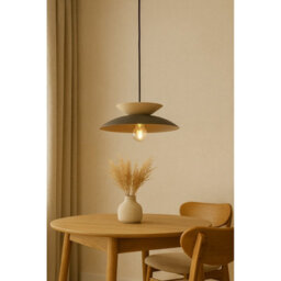 Luminosa Lighting Luminosa Ferro Dome Pendant Ceiling Light Brown, Beige 1X E27 - thumbnail 2