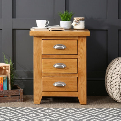 The Furniture Market 3 Drawer Bedside, Nightstand, Lamp Or End Table For Bedroom And Living Room Freestanding Traditional