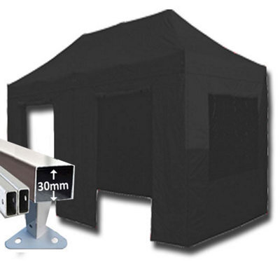 Crocodile Trading 3M X 6M Trader-Max 30 Commercial Instant Shelter Pop Up Gazebos Frame, Canopy & Sides - Black - image 1
