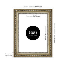 8X6 Champaign Ornate Picture Frame (15.2 X 20.3Cm) Poster, Photo, Artwork, Gallery Wall Or Print - thumbnail 2