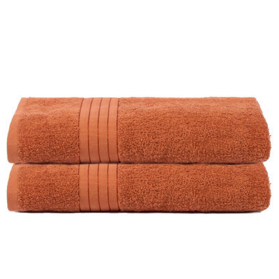 Ohs 2 Pack Of 100% Cotton Bath Sheet, 90 X 150Cm - Burnt Orange - image 1