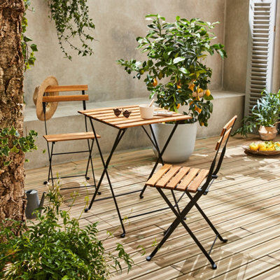Sweeek - 2-Seater Foldable Bistro Garden Table With Chairs Black 54X55X71 Cm - Malaga - image 1