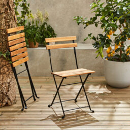 Sweeek - 2-Seater Foldable Bistro Garden Table With Chairs Black 54X55X71 Cm - Malaga - thumbnail 7
