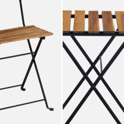 Sweeek - 2-Seater Foldable Bistro Garden Table With Chairs Black 54X55X71 Cm - Malaga - thumbnail 3