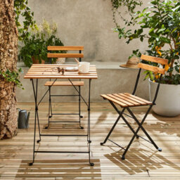 Sweeek - 2-Seater Foldable Bistro Garden Table With Chairs Black 54X55X71 Cm - Malaga - thumbnail 5