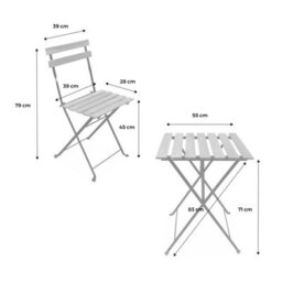 Sweeek - 2-Seater Foldable Bistro Garden Table With Chairs Black 54X55X71 Cm - Malaga - thumbnail 8