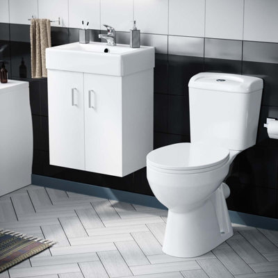Nes Home Bathroom Suite 450 Wall Hung Vanity & Wc Toilet Pan - image 1