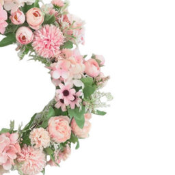 Living And Home 38Cm Spring Artificial Peony Mixed Flower Wreath Rattan Base Faux Floral Wreath For Front Door - thumbnail 7