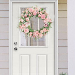 Living And Home 38Cm Spring Artificial Peony Mixed Flower Wreath Rattan Base Faux Floral Wreath For Front Door - thumbnail 3