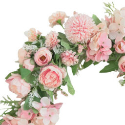 Living And Home 38Cm Spring Artificial Peony Mixed Flower Wreath Rattan Base Faux Floral Wreath For Front Door - thumbnail 5