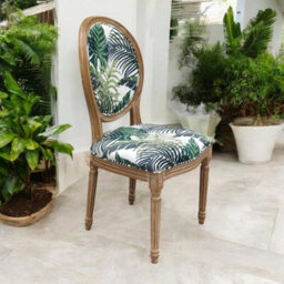 Minster Palm Leaf Fabric Louis Dining Chair - L62 X W52 X H97 Cm - thumbnail 2